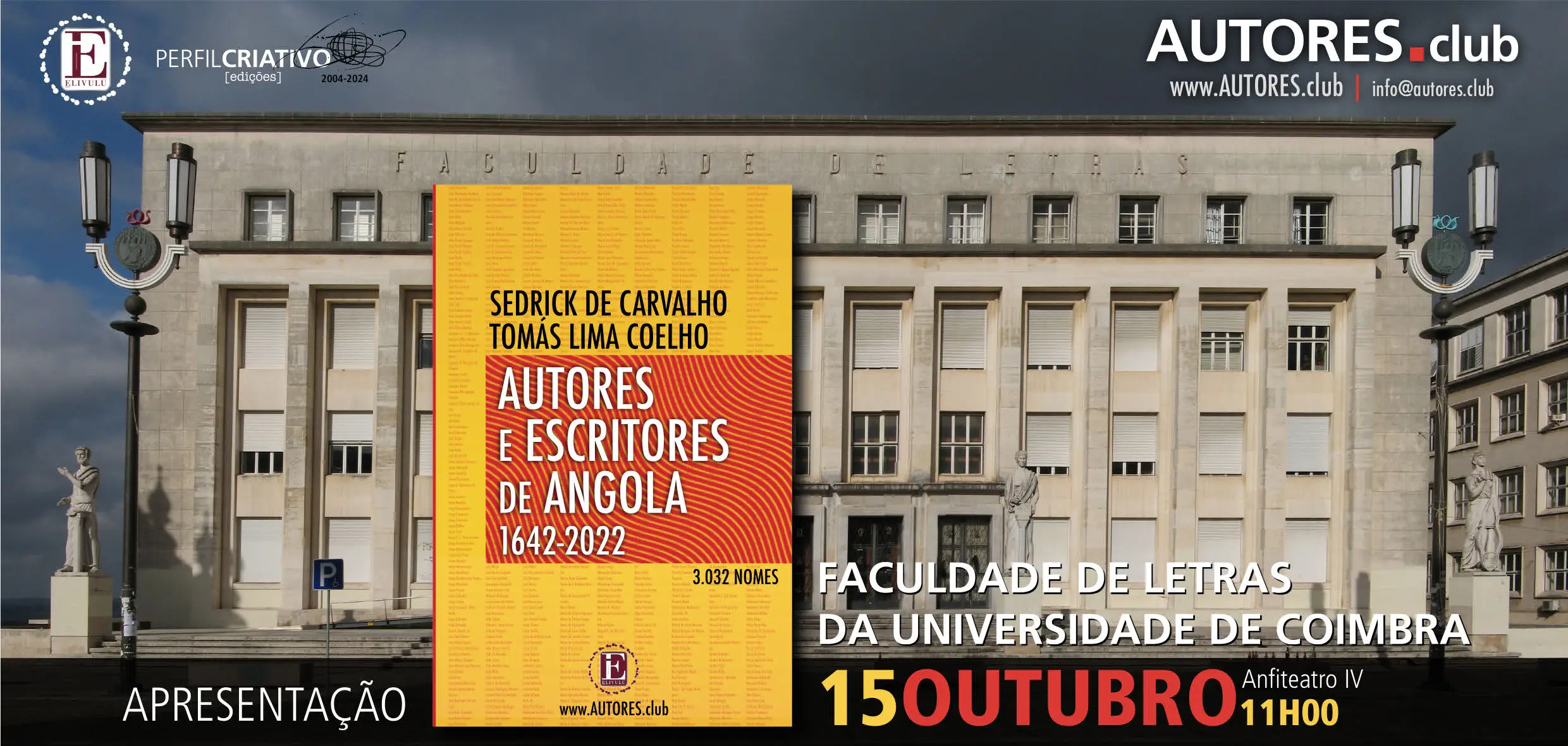 Convite para apresentação do livro "Autores e Escritores de Angola 1642-2024"